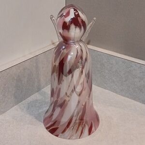 Elegant Blown Glass Angel Figurine - Pink and White